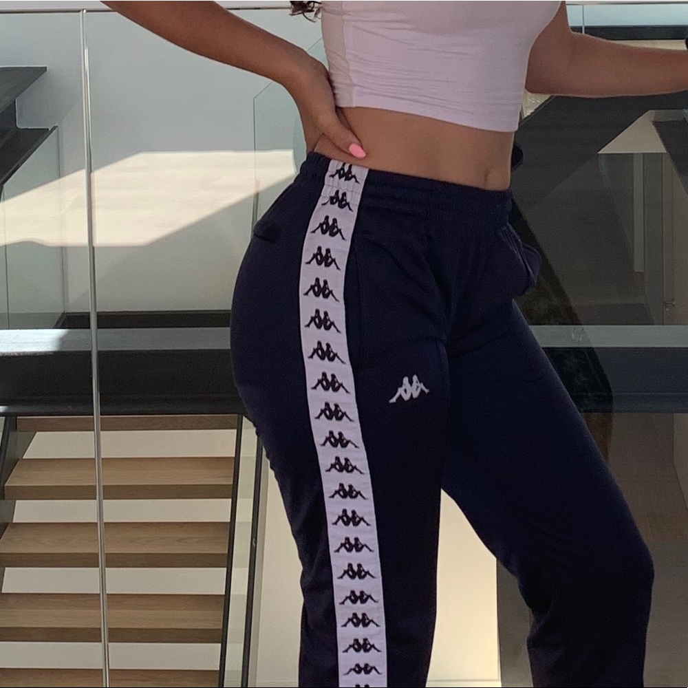 kappa navy pant with black & white stripe